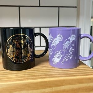 Vintage Daytona Bike Week 90s Harley Davidson Coffee Cup Mugs Set motorcycle